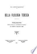 Della filologia tedesca ...