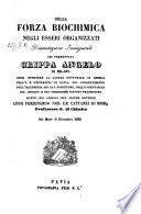 Della forza biochimica negli esseri organizzati