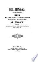 Della frenologia. Note ... alla lettera del consigliere G. Frank