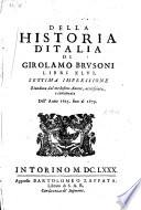Della historia d'Italia di Girolamo Brusoni