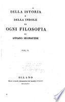 Della istoria e della indole di ogni filosofia