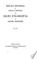 Della istoria e della indole di ogni filosofia