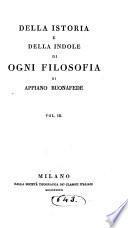 Della istoria e della indole di ogni filosofia
