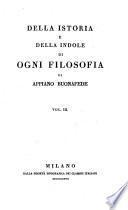 Della Istoria E Della Indole Di Ogni Filosofia ; Vol. III.
