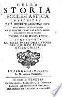 Della istoria ecclesiastica descritta da F. Giuseppe Agostino Orsi ... tomo primo [-ventesimo]