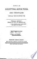 Della legittima sepoltura dei cristiani nell'Occidente