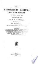 Della letteratura dantesca degli ultimi venti anni dal 1845 a tutto il 1865