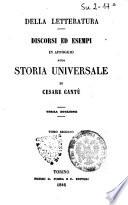 Della letteratura discorsi ed esempi in appoggio alla Storia Universale