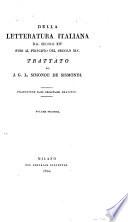 Della Letteratura Italiana Dal Secolo XIV Fino Al Principio Del Secolo XIX