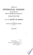 Della letteratura Italiana dal secolo XIV. fino al principio del secolo XIX.
