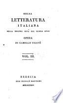 Della letteratura italiana nella seconda meta del secolo 18