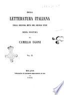 Della letteratura italiana nella seconda metà del secolo 18. opera postuma di Camillo Ugoni
