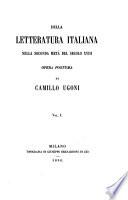 Della letteratura italiana nella seconda meta del secolo 18. Opera postuma