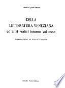 Della letteratura veneziana ed altri scritti intorno ad essa