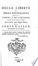 Della libertà e della egualianza degli uomini, e dei cittadini