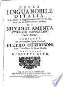 Della lingua nobile d'italia e del modo di leggi adramente scrivere in essa non che di perfettamente parlare
