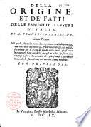 Della Origine et de'fatti delle famiglie illustri d'Italia, di M. Francesco Sansovino