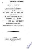 Della periodocita delle febbri e della sua causa e natura. Comentario di Francesco Puccinotti urbinate