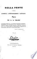 Della peste e della pubblica amministrazione sanitaria