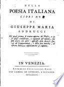 Della poesia italiana libri due