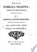 Della pubblica Felicità ...