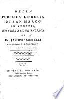 Della pubblica libreria di San Marco in Venezia