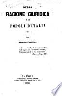 Della ragione giuridica dei popoli d'Italia
