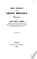 Della socialità della Legge Mosaica. Sermone, etc
