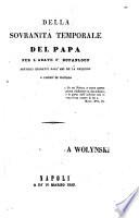 Della sovranità temporale del Papa