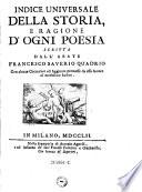 Della Storia, E Della Ragione D'Ogni Poesia