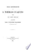 Delle Benemerenze di S. Tommaso d'Aquino verso le Arti Belle