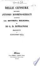 Delle censure dell'abate Antonio Rosmini-Serbati contro la dottrina religiosa di G.D. Romagnosi