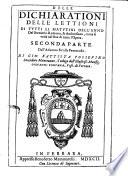 Delle dichiarationi delle lettioni di tutti li matutini dell'anno, del breviario romano ed ambrosiano
