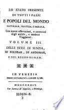 Delle Isole Di Sunda, Di Nikobar, Di Andoman, E De Regno Di Siam