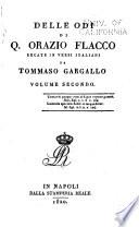 Delle opere di Q. Orazio Flacco: Delle odi