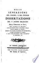 Delle Sensazioni Del Calore, E Del Freddo Dissertazione