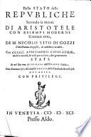 Dello stato delle republiche secondo la mente di Aristotele