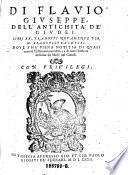 Di Flavio Giuseppe, dell Antichita de Giudei; Libri XX. tradotti novamente per Francesco Baldelli (etc.)