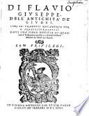 Di Flavio Givseppe, Dell'Antichità De' Givdei. Libri XX