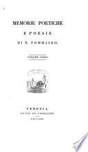 Di nuovi scritti di N. Tommaseo volumi quattro: Memorie poetiche e poesie