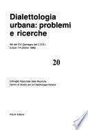 Dialettologia urbana, problemi e ricerche