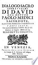 Dialoghi Sacri Sopra La Divina Scrittura