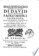 Dialoghi sacri sopra la divina scrittura. Tomo primo -trentesimo!