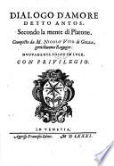 Dialogo d'amore detto antos, Secondo la mente di Platone
