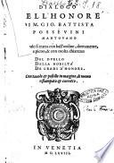 Dialogo dell'honore di m. Gio Battista Posseuini mantouano nel quale si tratta con bell'ordine, dottamente, a pieno, & con molta chiarezza del duello della nobiltà de gradi d'honore