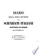 Diario della sesta riunione degli scienziati italiani convocati in Milano nel settembre 1844
