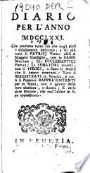 Diario per l'anno MDCCLXXI