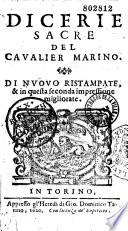 Dicerie sacre del cavalier Marino. Di nuovo ristampate, & in questa seconda impressione migliorate