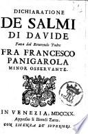 Dichiaratione de salmi di Davide fatta dal reverendo padre Fra Francesco Panigarola minor osservante