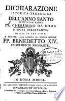 Dichiarazione istorica-teologica dell'anno santo scritta dal padre fr. Cherubino da Roma Minore osservante, divisa in tre libri, ..